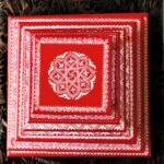 Aipan Inspired Handpainted Square Wooden Puja Table / Chowki / Footstool for Home