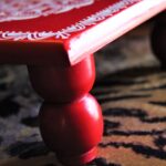 Aipan Inspired Handpainted Square Wooden Puja Table / Chowki / Footstool for Home