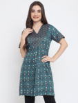 Green Printed Floral Motif Kurti