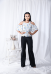 White Cold-shoulder Digital Printed Floral Top