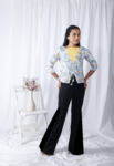White Printed Floral Jacket Style Top