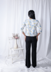 White Printed Floral Jacket Style Top