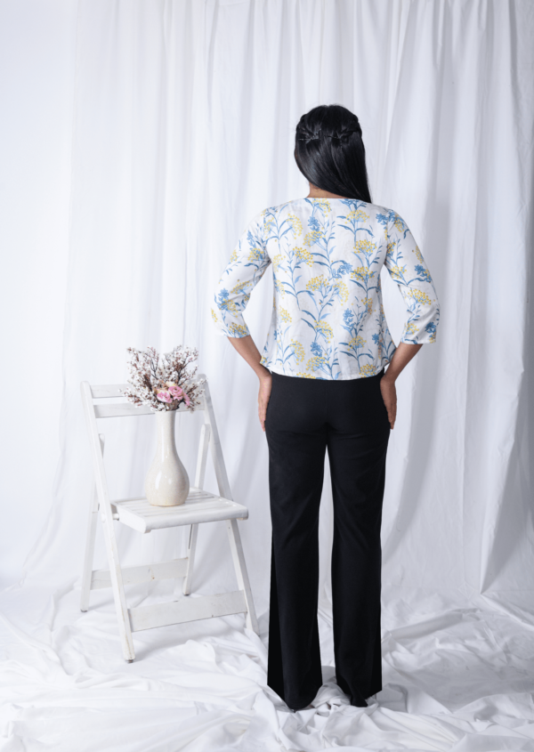 White Printed Floral Jacket Style Top