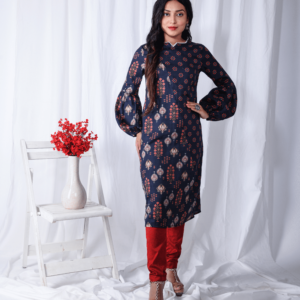 Blue Printed Floral Dual Kurta