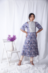 Purple Printed Floral Kaftan Kurta