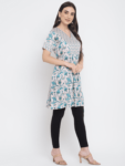 Off-White Floral Printed Motif Kurti