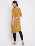 Yellow Printed Floral Mughal Kurti
