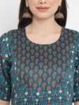 Green Printed Mughal Kurta