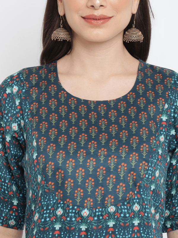 Green Printed Mughal Kurta