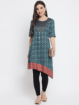 Green Printed Mughal Kurta