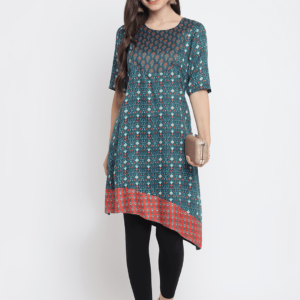 Green Printed Mughal Kurta