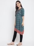 Green Printed Mughal Kurta