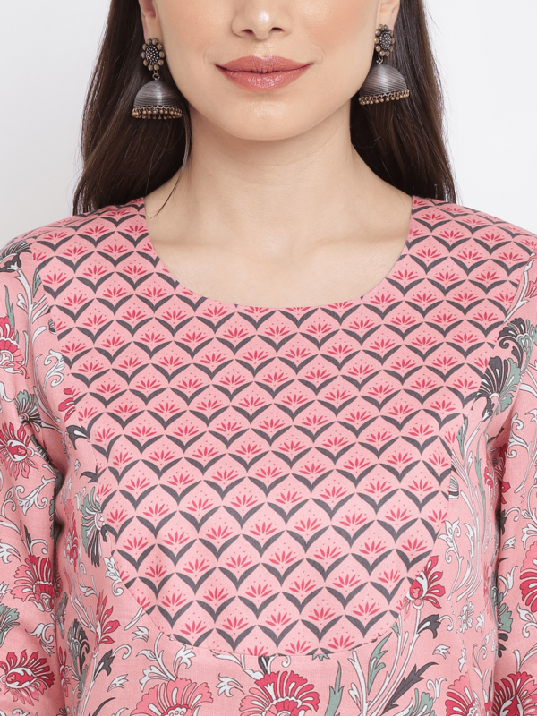 Pink Printed Mughal Kurta