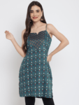 Green Printed Floral Daisy Kurti