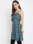 Green Printed Floral Daisy Kurti