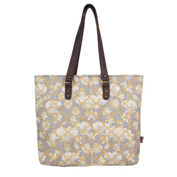 White Lotus Floral Print Handbag
