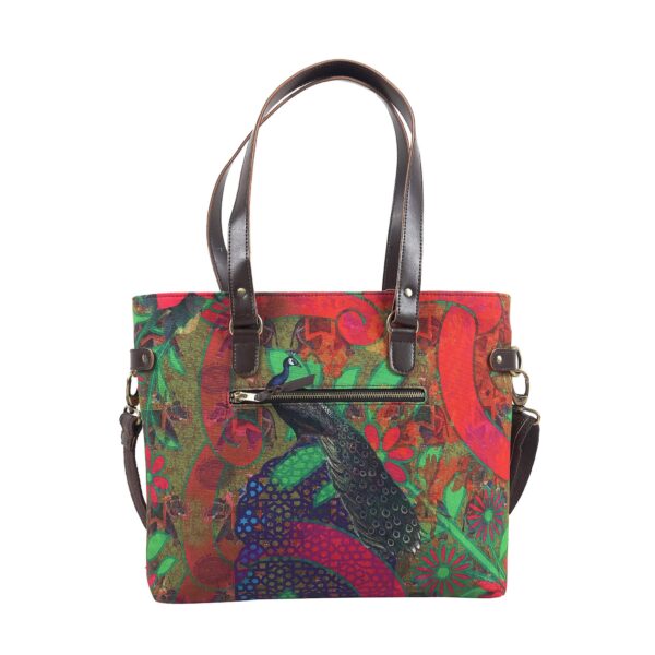 Peacock in Castle Printed Canvas Tote Bag