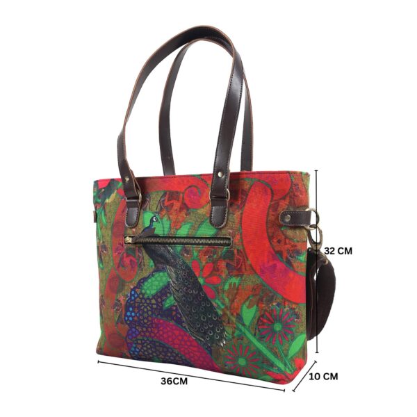 Peacock in Castle Printed Canvas Tote Bag