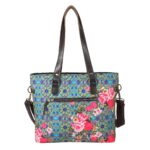 Blue and Pink Flower Women Tote Handbag