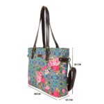 Blue and Pink Flower Women Tote Handbag