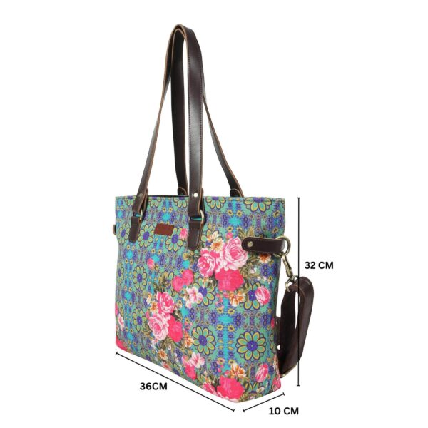 Blue and Pink Flower Women Tote Handbag