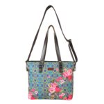 Blue and Pink Flower Women Tote Handbag