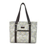 White Lotus Motif Floral Handbag