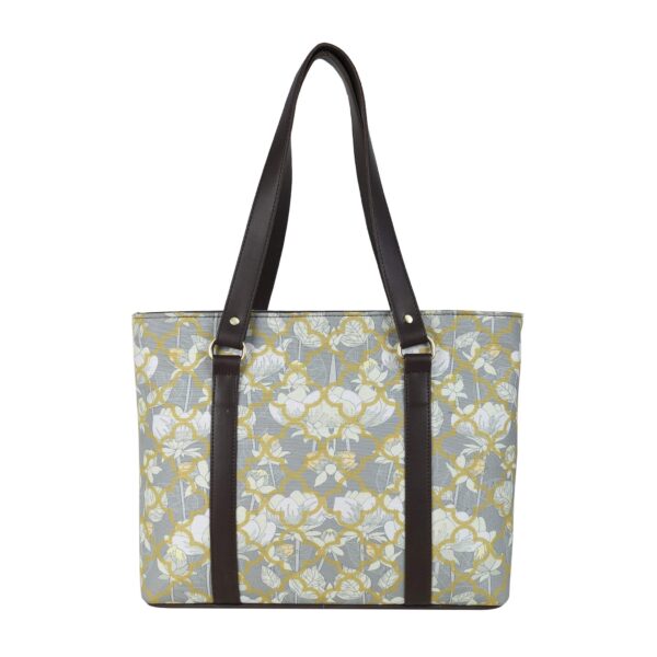 White Lotus Motif Floral Handbag