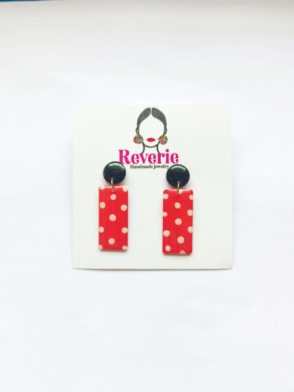 Red and black handmade earring