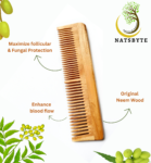 Natsbyte Neem Wood Comb Twin Tooth