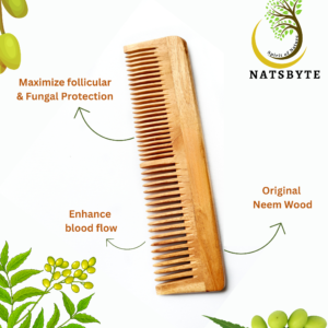 Natsbyte Neem Wood Comb Twin Tooth