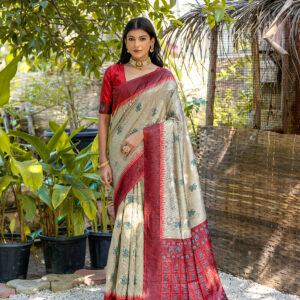 HNDLM_BLUCHRI_101_CREAM saree