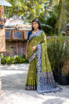 HNDLM_BLUCHRI_101_MAHENDI saree