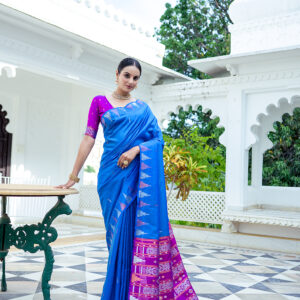 PAPER_SILK_101_FIROZI-BLUE saree