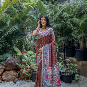 YOGITA_MADHUBANI-2_COFFEE Saree