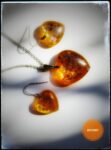Handmade orange glittering resin pendant locket with earrings ✨️ by Artecraft