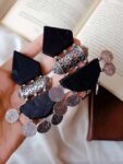 Rainvas Black and silver heavy earrings for women