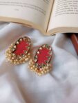 Rainvas Red beaded tiny studs earrings