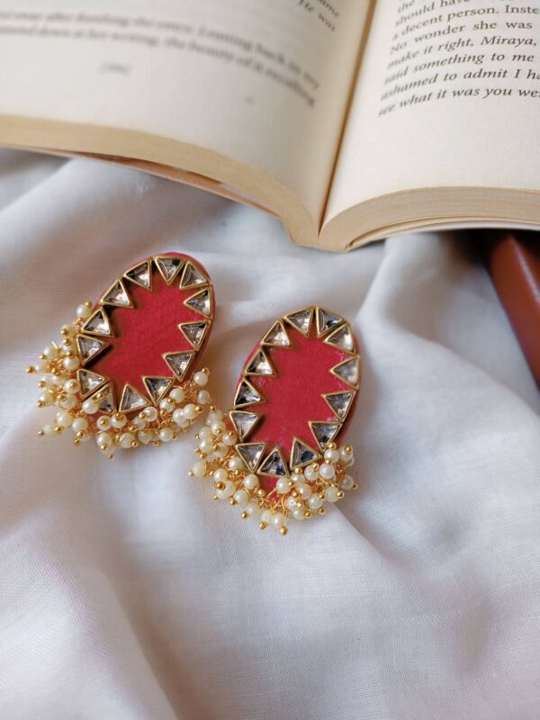 Rainvas Red beaded tiny studs earrings