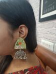 Rainvas Green floral printed oxidized earrings