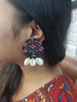 Rainvas Blue and red printed shells studs earrings