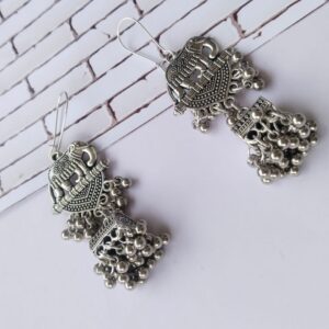 Rainvas Elephant design silver oxidised earrings
