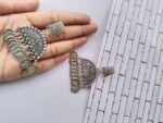 Rainvas Designer silver Oxidised Coin Earrings for women