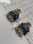 Rainvas Indigo Blue printed elephant charm earrings for women
