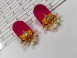 Rainvas Red lotus pearls studs earrings for women