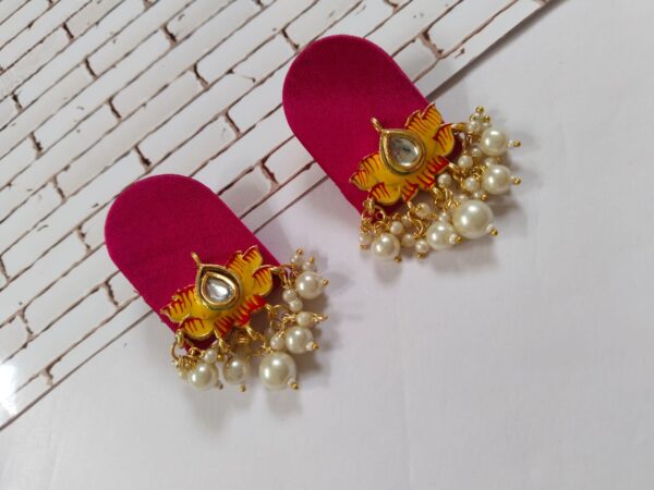 Rainvas Red lotus pearls studs earrings for women