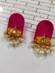 Rainvas Red lotus pearls studs earrings for women