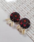 Rainvas Blue and red printed shells studs earrings