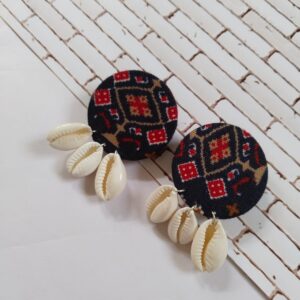 Rainvas Blue and red printed shells studs earrings