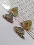 Rainvas Green floral printed oxidized earrings